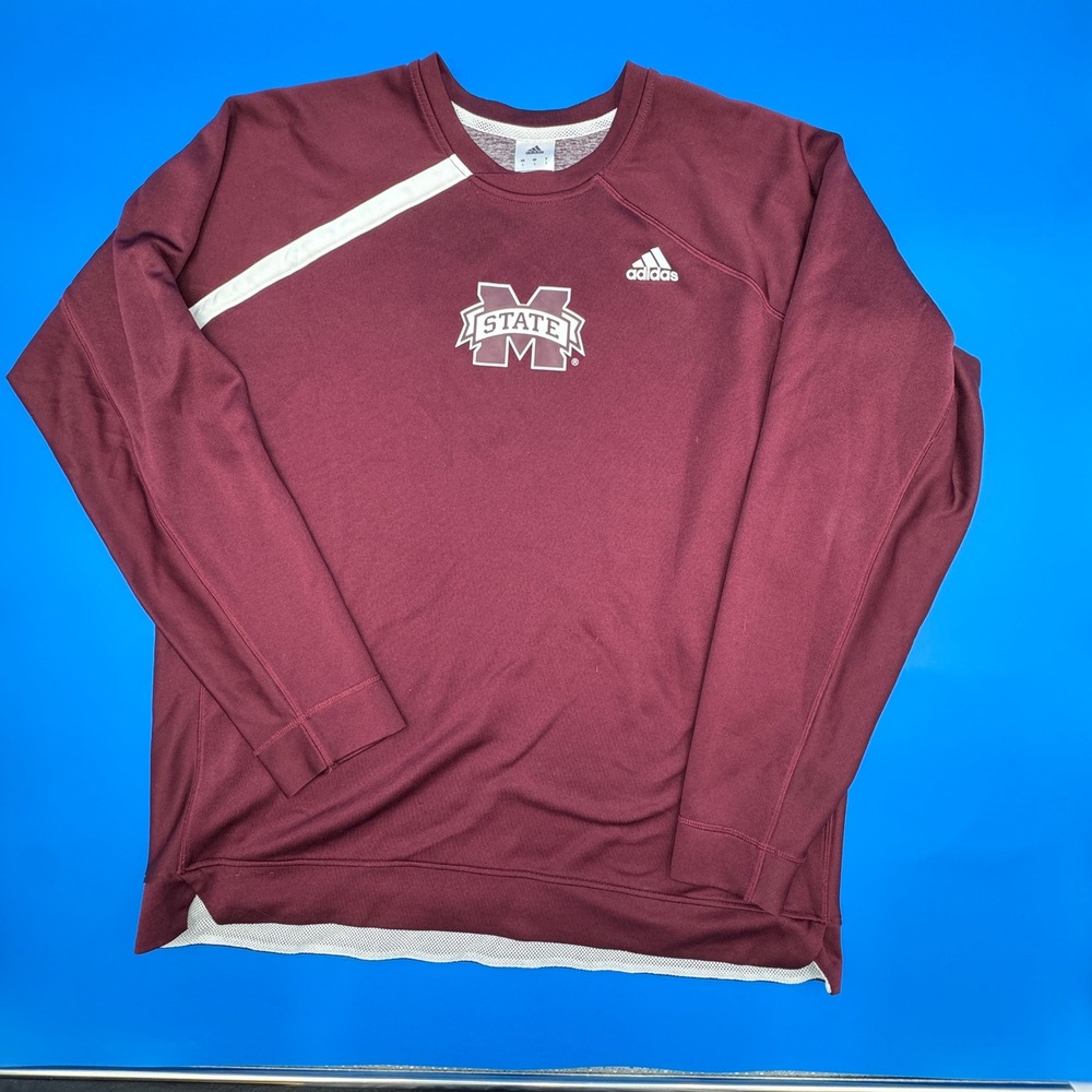 Adidas Mississippi State Bulldogs Mens Large Maroon Performance Sweatshirt NCAA